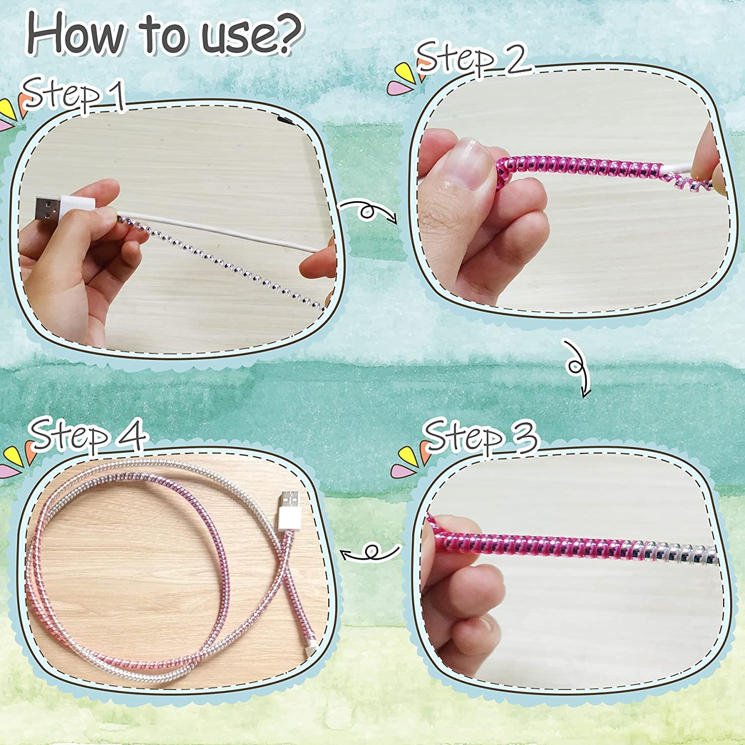 6011 Metallic Finish Cable Spiral Protector/Wire Repair/Pet Cord Protector/Headphone Saver, Cable Wrap/Cover for Mac Charging Cable DeoDap 6011 Metallic Finish Cable Spiral Protector/Wire Repair/Pet Cord Protector/Headphone Saver, Cable Wrap/Cover for Mac Charging Cable DeoDap